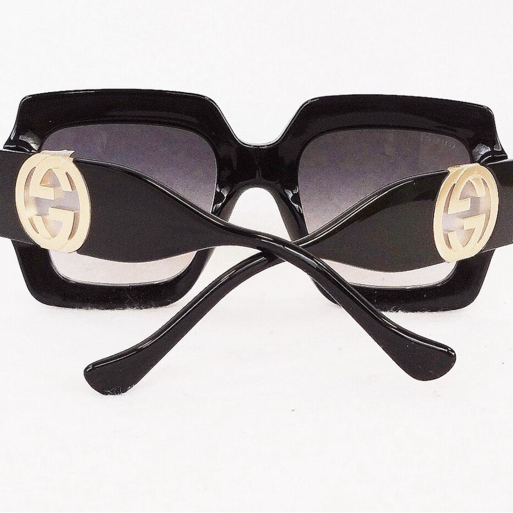 GUCCI Woman's Sunglasses Black Square Acetate Oversized ITALY - Picture 5 of 15